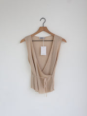 Vintage Gold Tie Waist Wrap Top