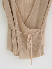 Vintage Gold Tie Waist Wrap Top