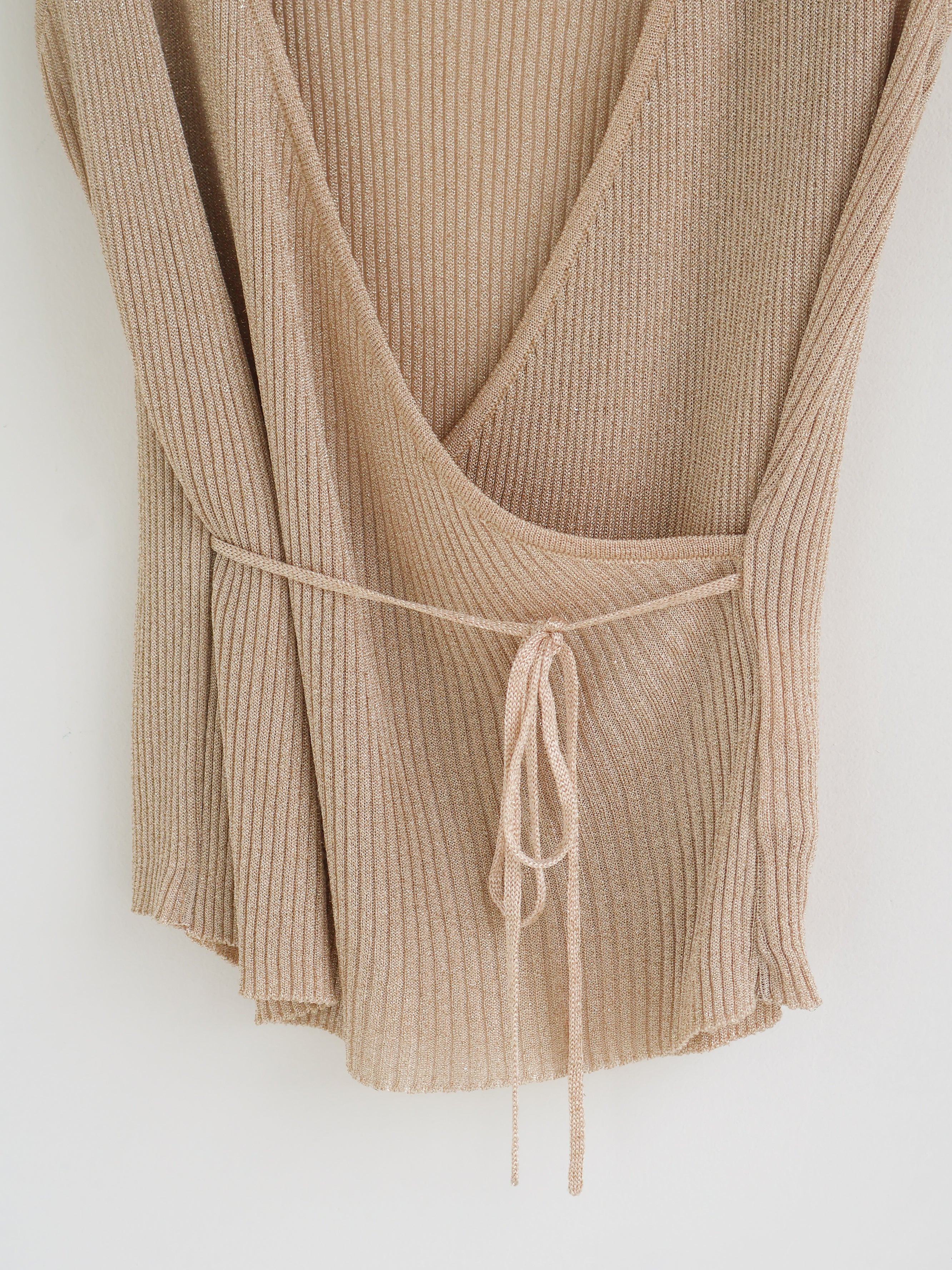Vintage Gold Tie Waist Wrap Top
