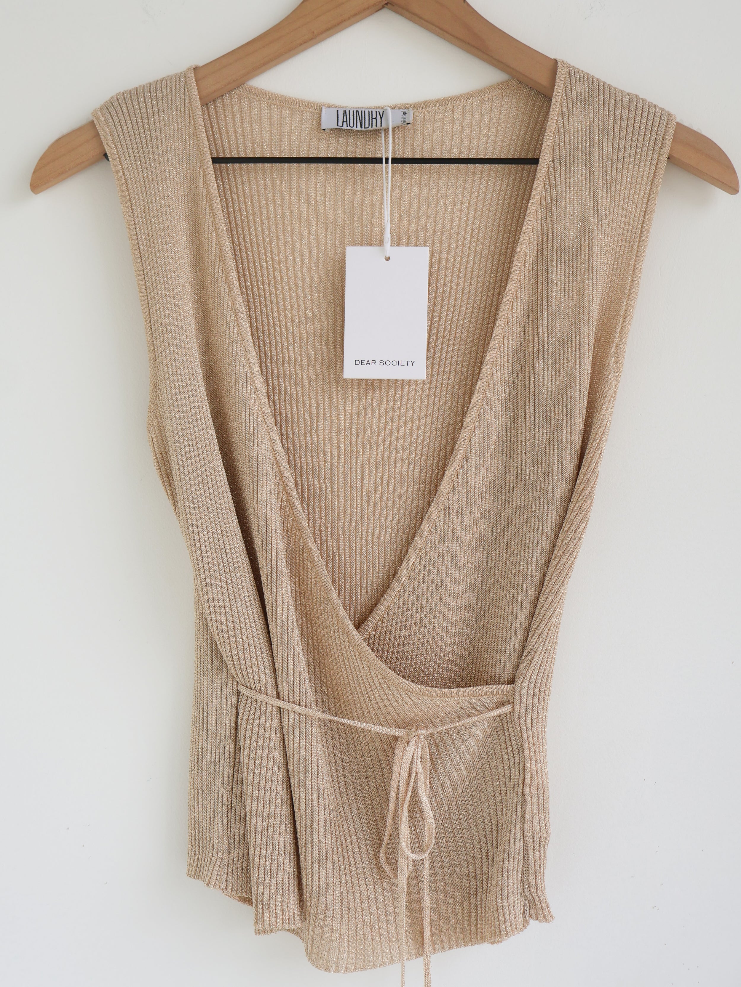 Vintage Gold Tie Waist Wrap Top