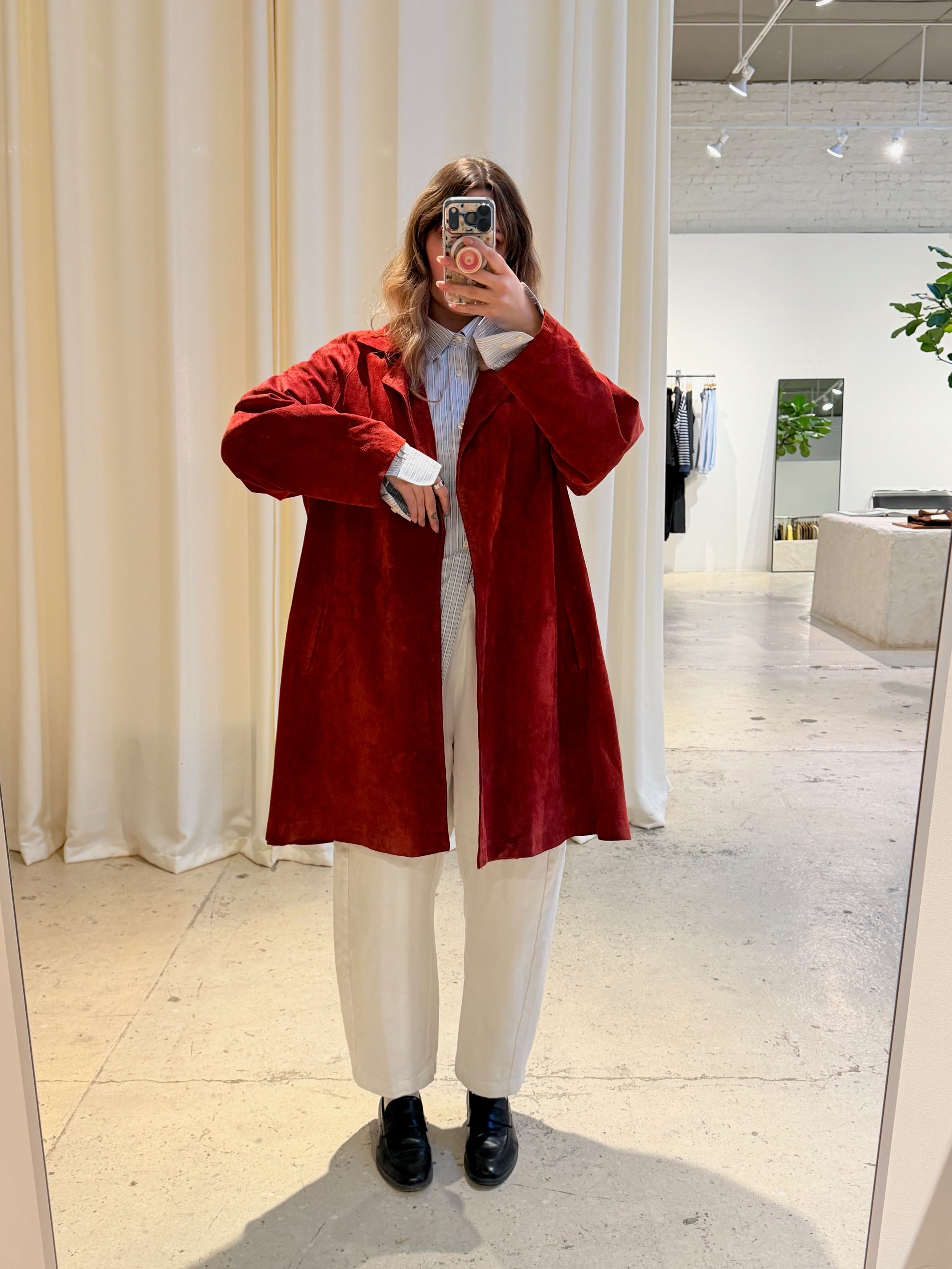 Vintage Brick Red Suede Jacket