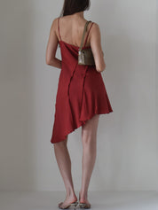 Deep Red Asymmetrical Chelsie Dress