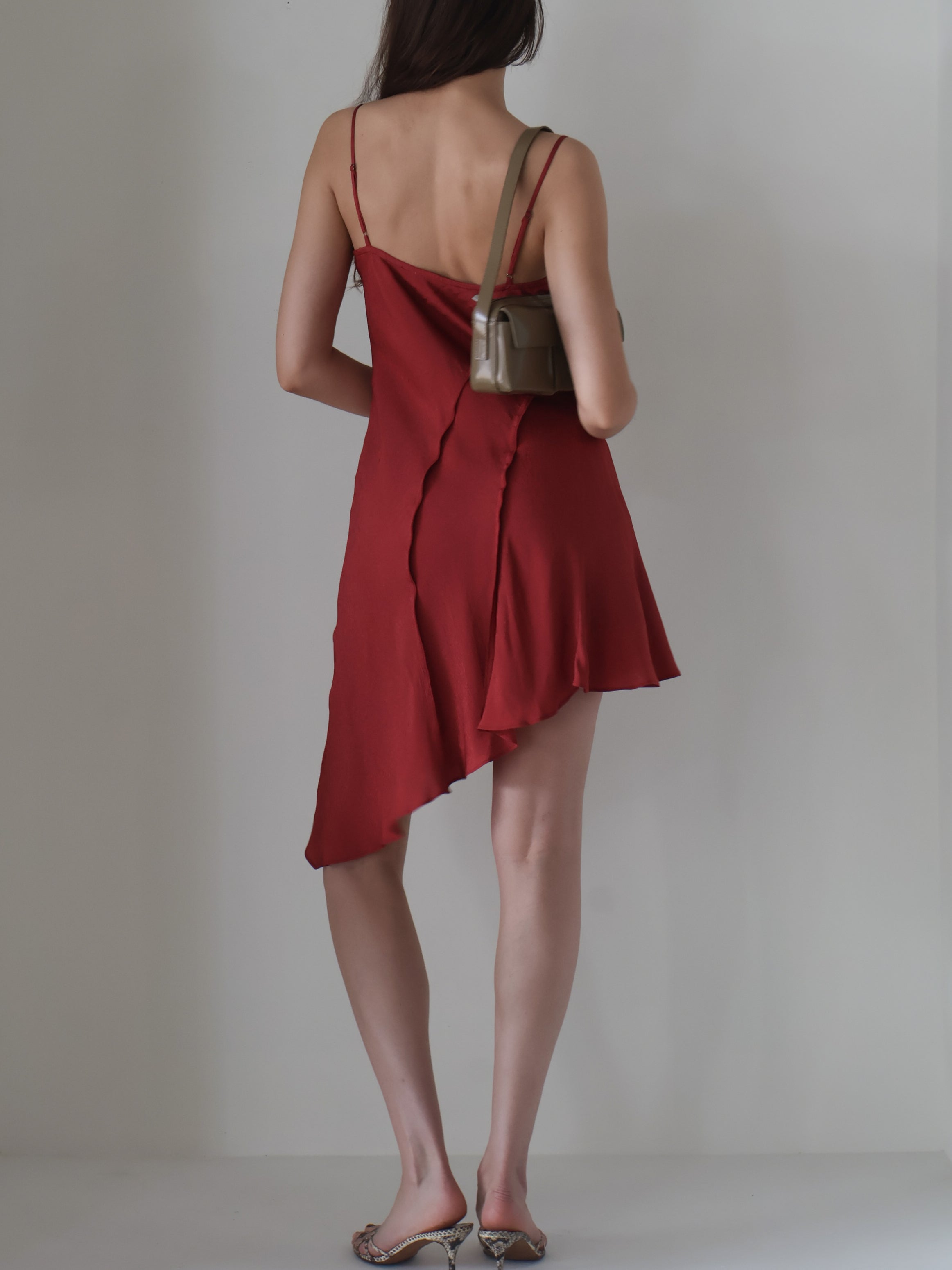 Deep Red Asymmetrical Chelsie Dress
