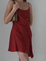 Deep Red Asymmetrical Chelsie Dress