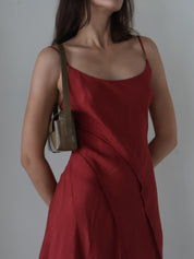 Deep Red Asymmetrical Chelsie Dress