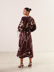 Eikō Ai Aubergine Gobi Kimono Dress