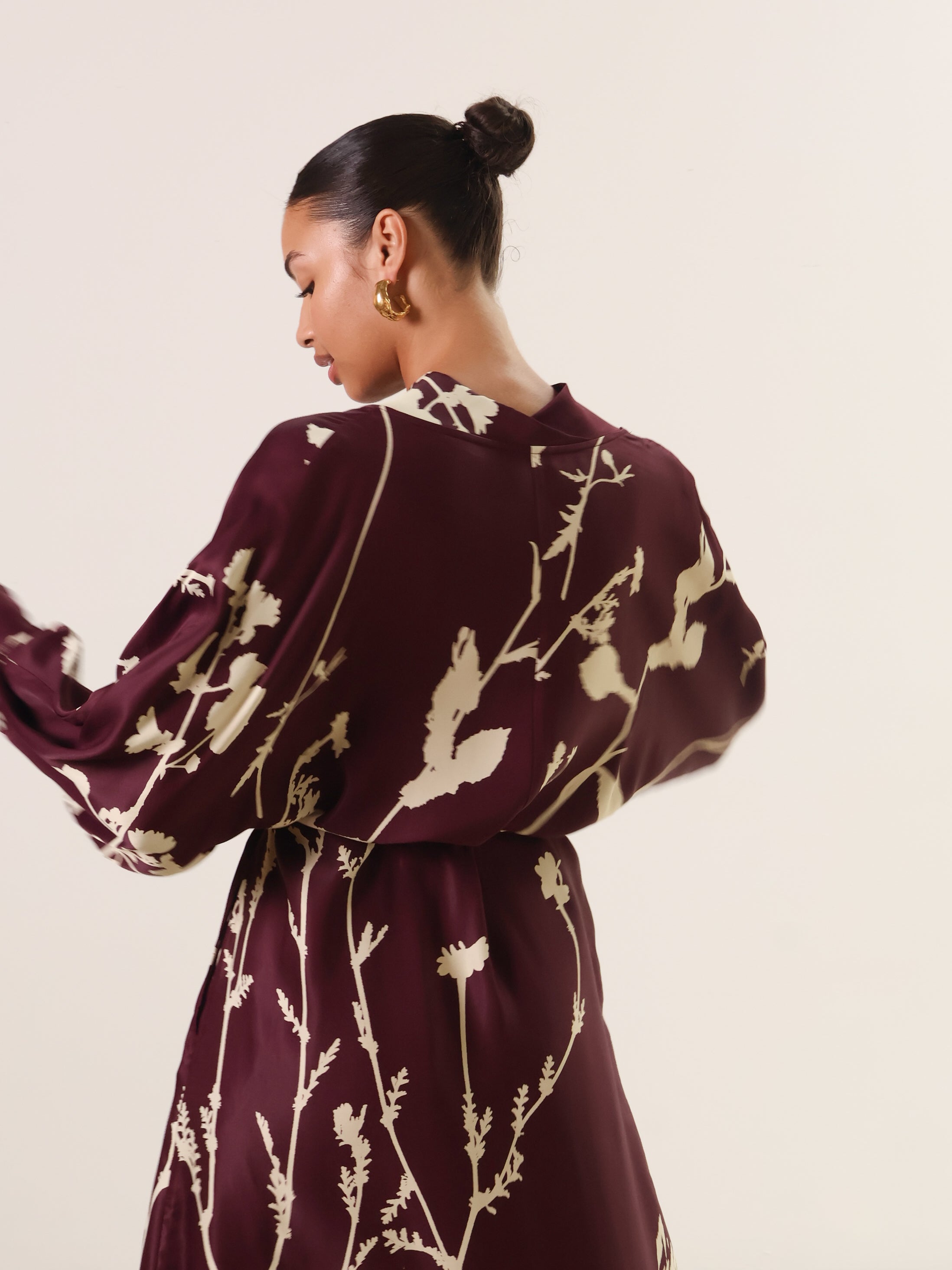 Eikō Ai Aubergine Gobi Kimono Dress