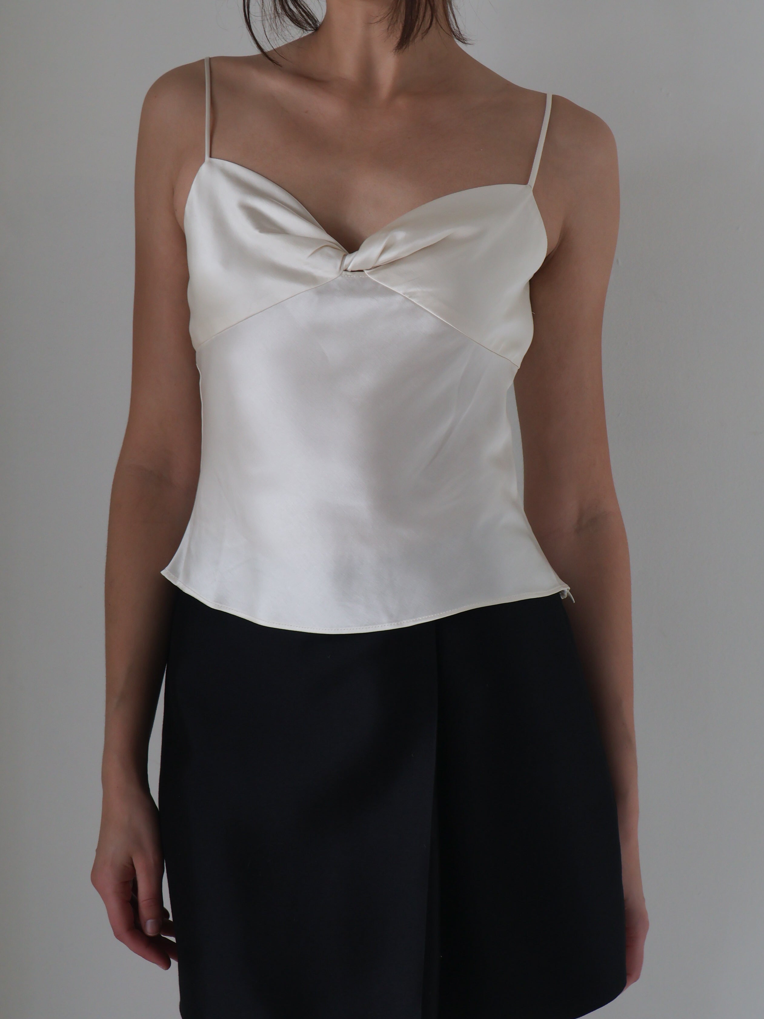 Ivory Satin Tripp Top
