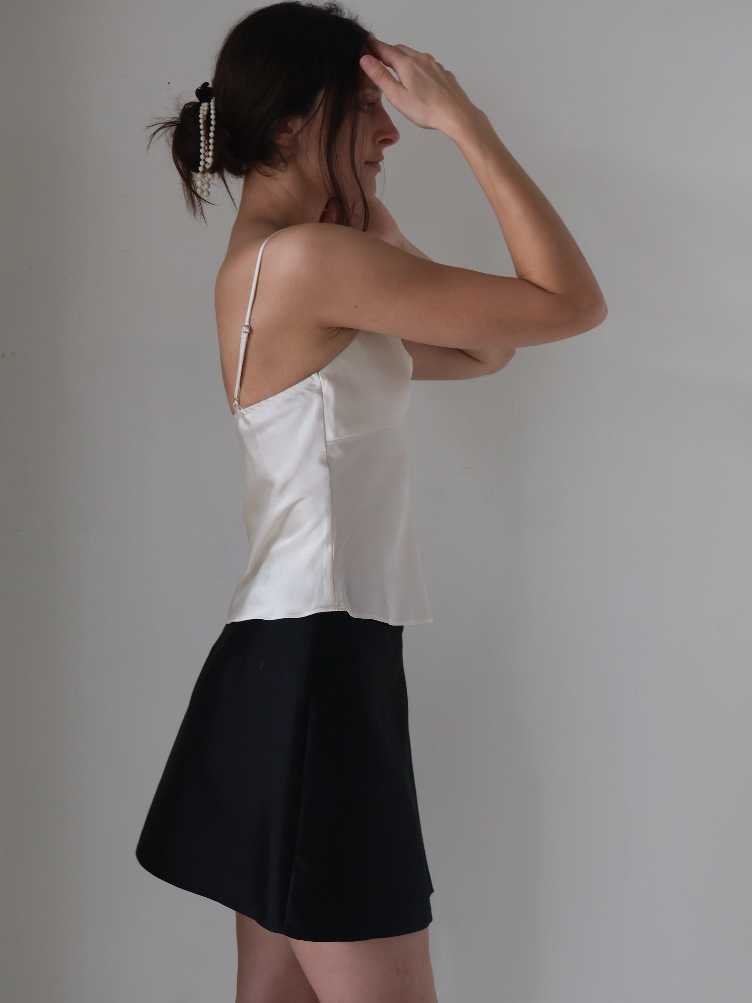 Marle Black Silk Piper Skirt