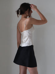 Marle Black Silk Piper Skirt
