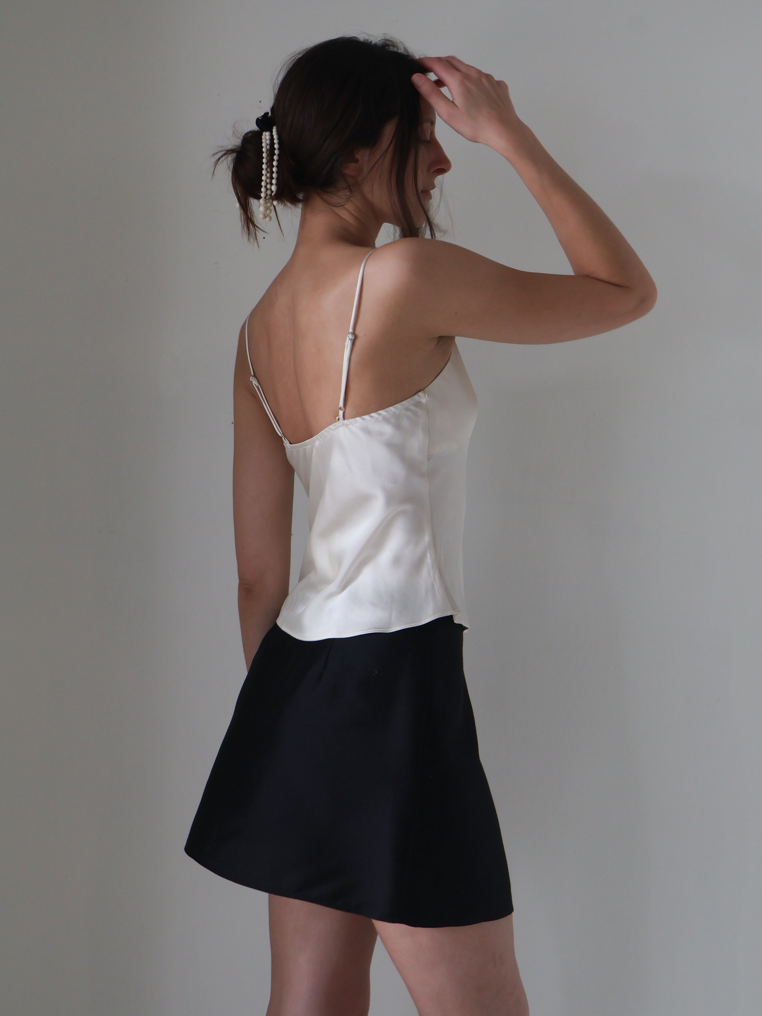 Marle Black Silk Piper Skirt