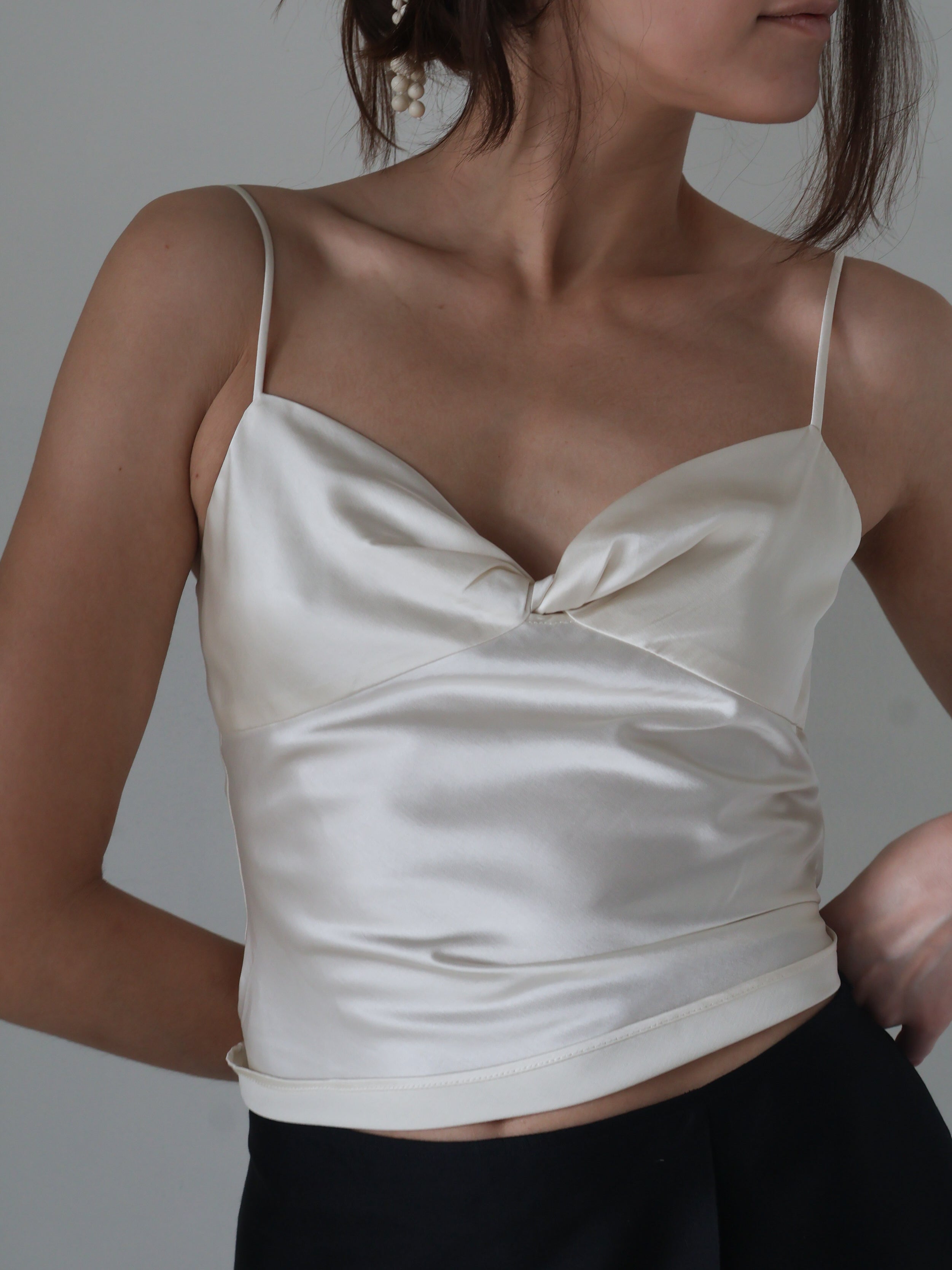 Ivory Satin Tripp Top