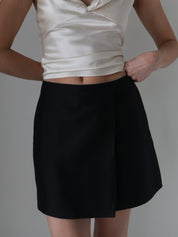 Marle Black Silk Piper Skirt
