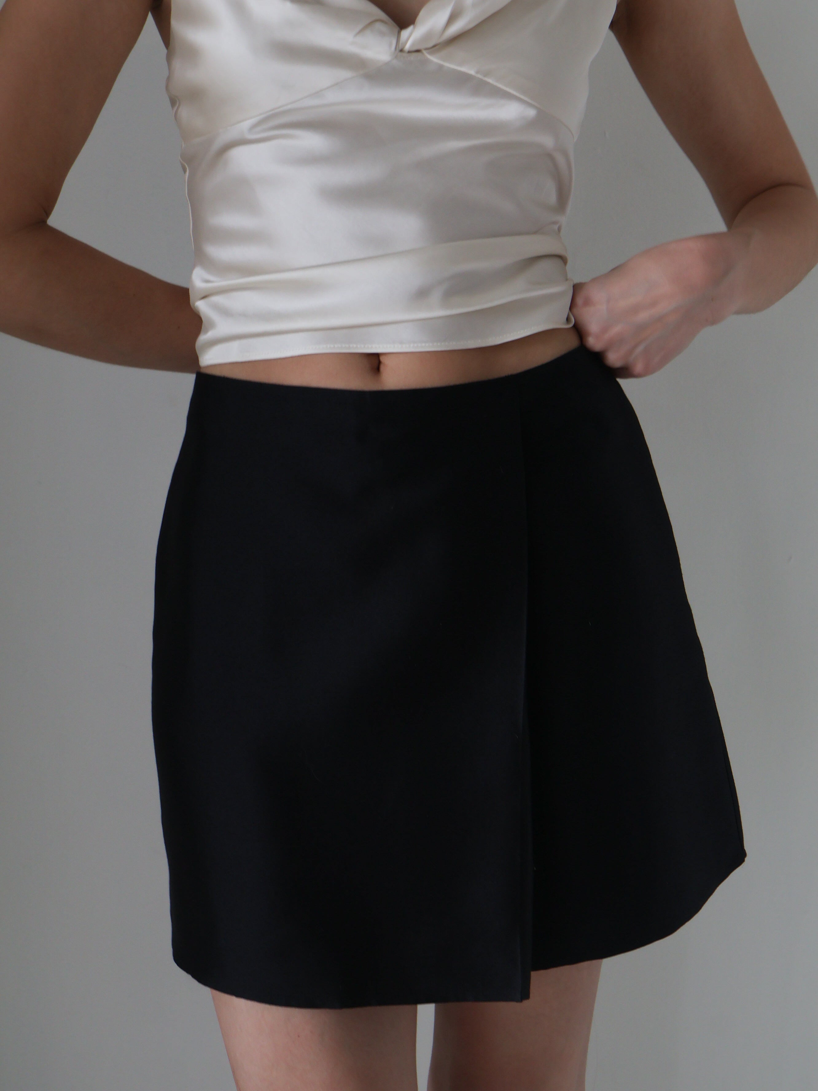 Marle Black Silk Piper Skirt