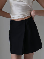 Marle Black Silk Piper Skirt