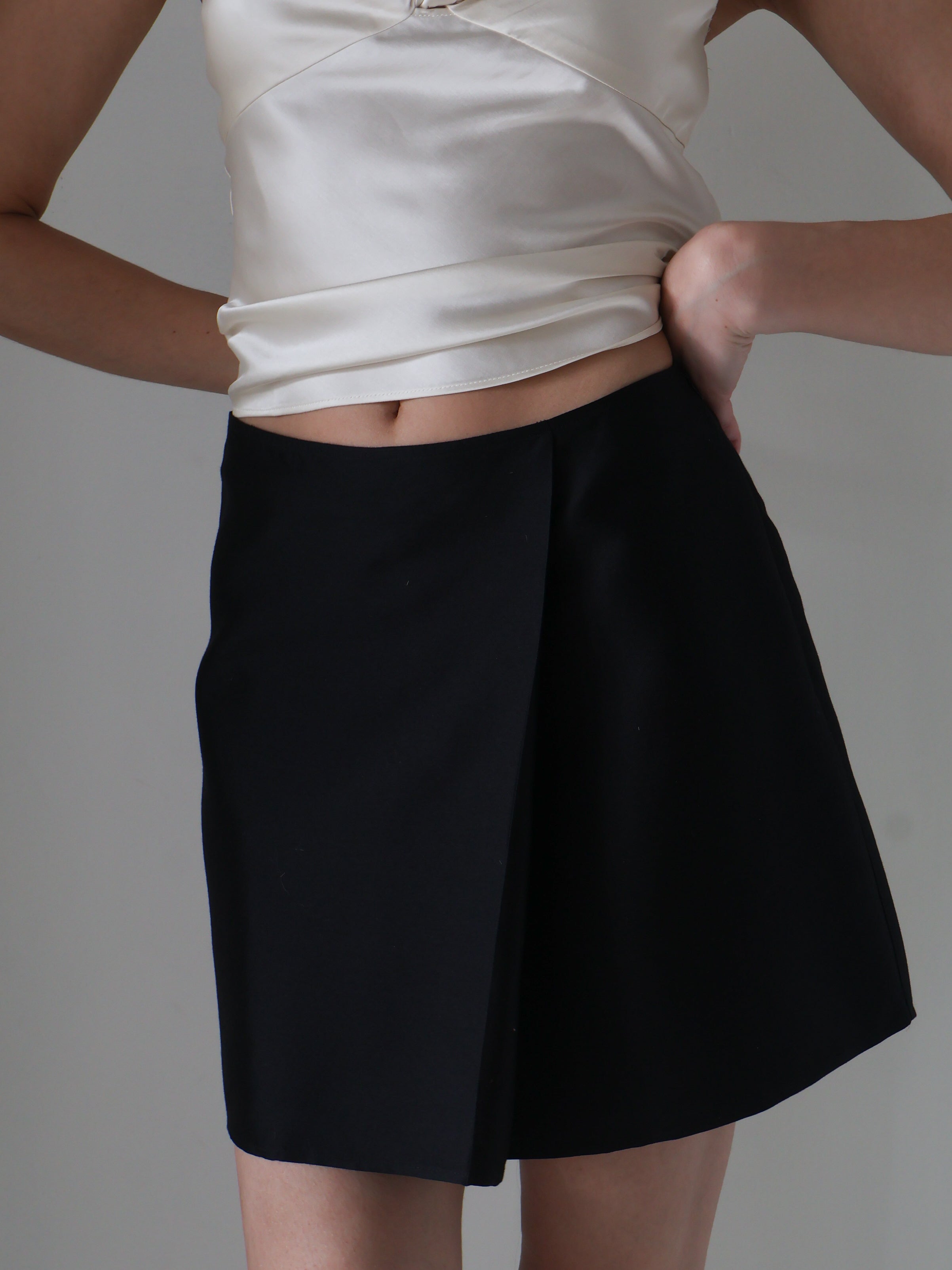 Marle Black Silk Piper Skirt