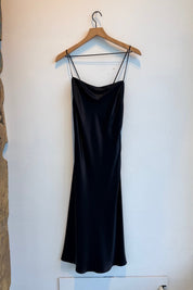 Vintage Black Silk Keyhole Midi Dress