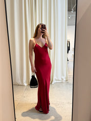 Vintage Red Silk Slip Dress