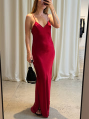 Vintage Red Silk Slip Dress