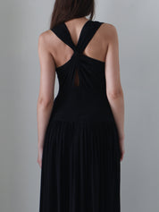 Rue Sophie Black Gisele Deep-V Maxi Dress