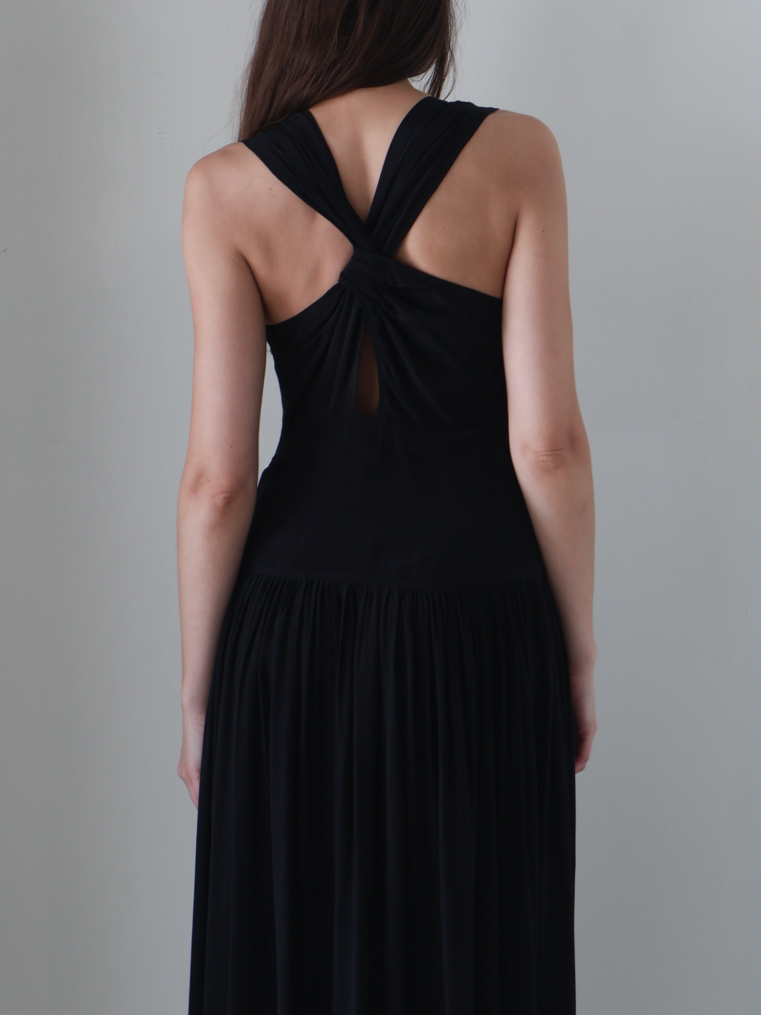Rue Sophie Black Gisele Deep-V Maxi Dress
