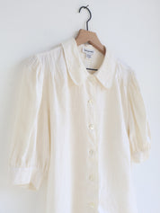 Vintage Ivory Linen Peter Pan Collar Blouse