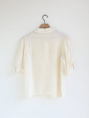 Vintage Ivory Linen Peter Pan Collar Blouse