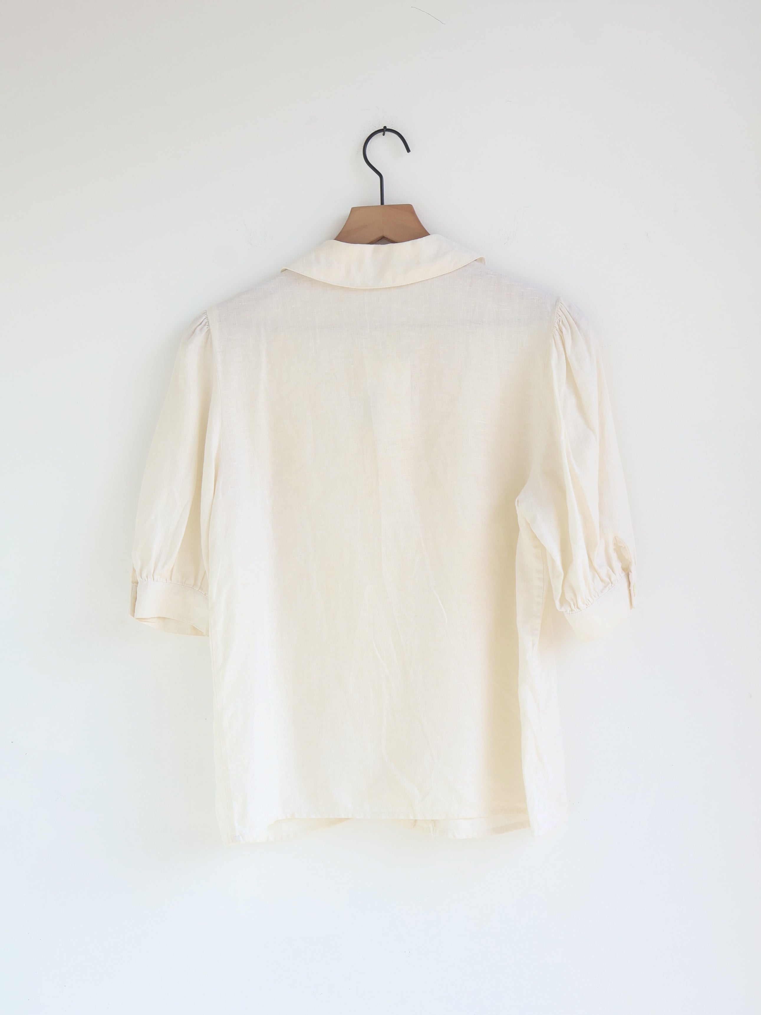 Vintage Ivory Linen Peter Pan Collar Blouse