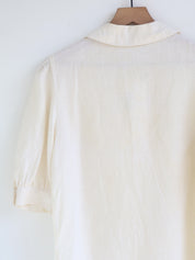 Vintage Ivory Linen Peter Pan Collar Blouse