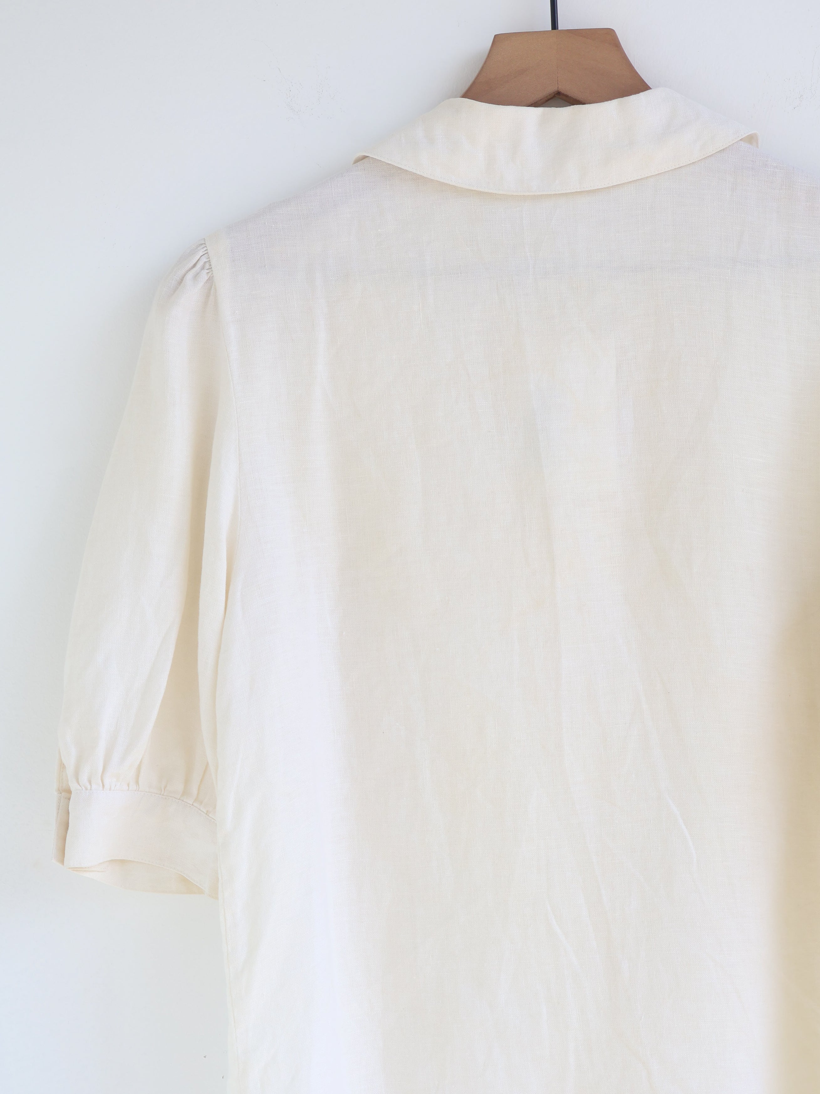 Vintage Ivory Linen Peter Pan Collar Blouse