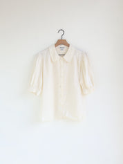 Vintage Ivory Linen Peter Pan Collar Blouse