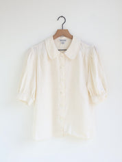 Vintage Ivory Linen Peter Pan Collar Blouse