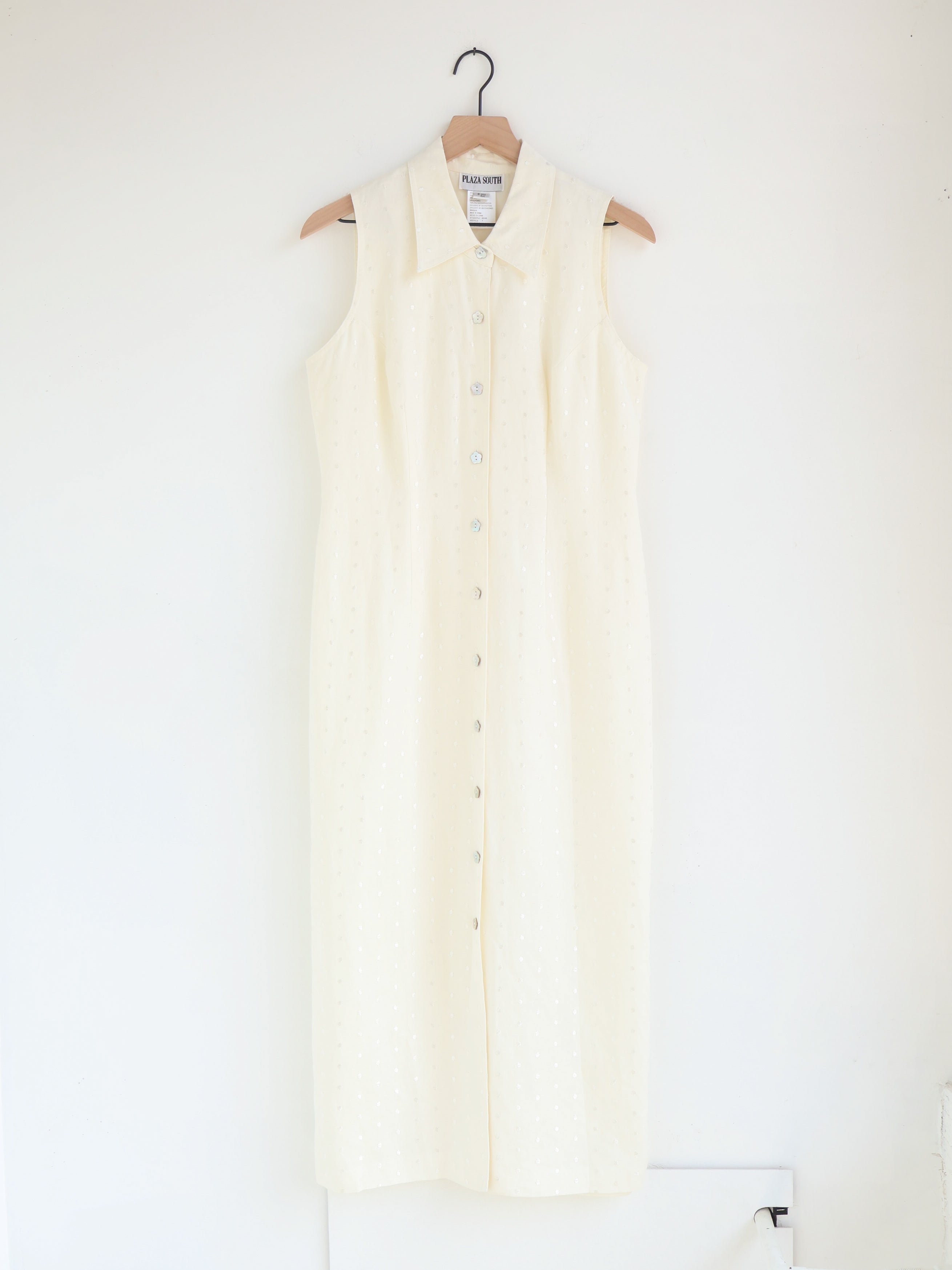 Vintage Cream Linen Button Down Dress