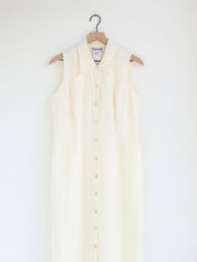 Vintage Cream Linen Button Down Dress