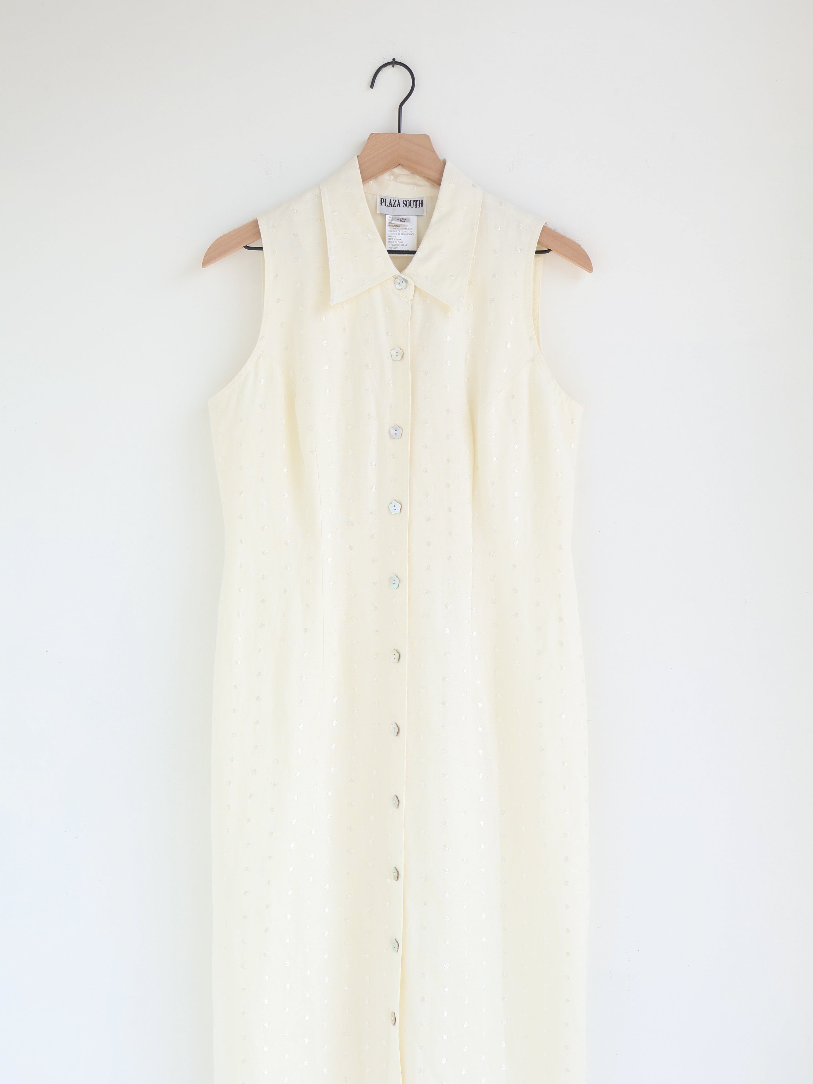 Vintage Cream Linen Button Down Dress