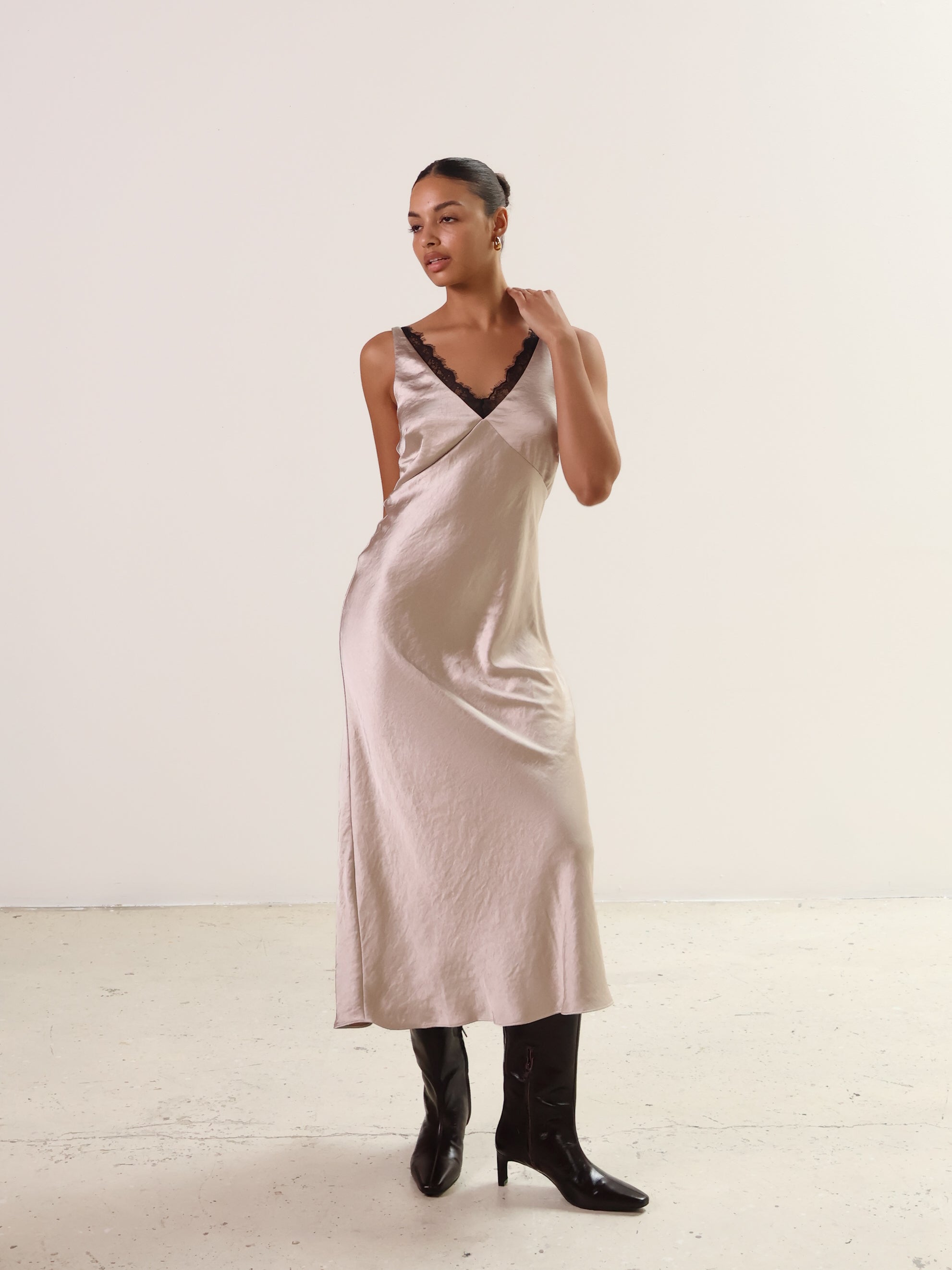 Oyster Lace Trim Slip Dress Dear Society Oyster Lace Trim Slip Dress Dear Society