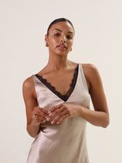 Oyster Lace Trim Slip Dress