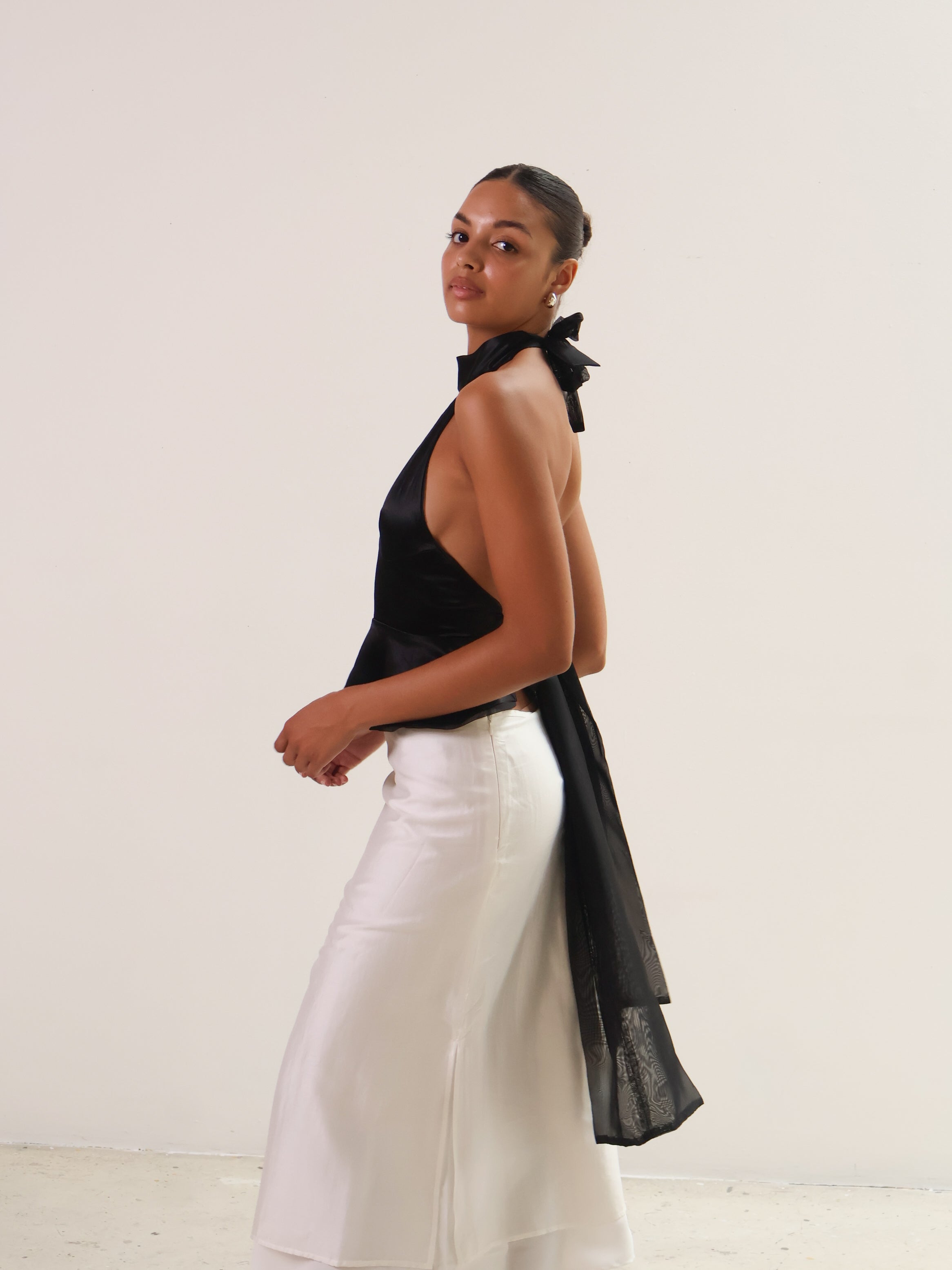 White Layered Fabrics Midi Skirt