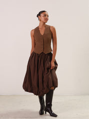 Brown Bella Midi Bubble Skirt