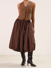 Brown Bella Midi Bubble Skirt