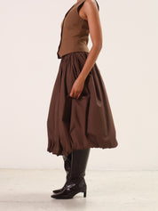 Brown Bella Midi Bubble Skirt