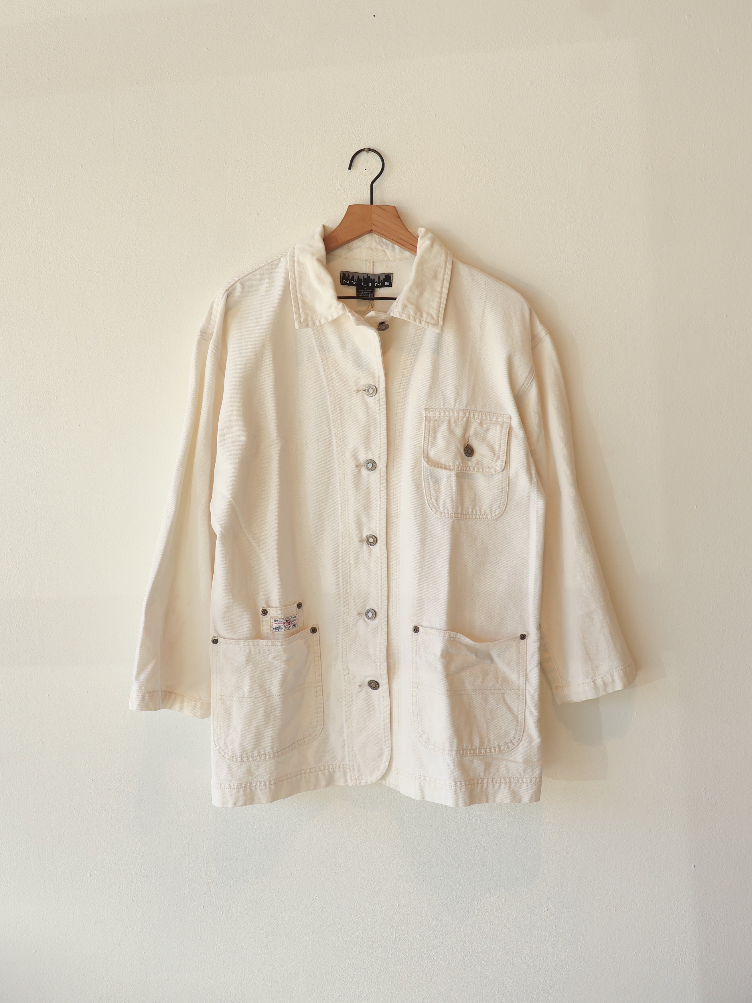 Vintage 90s Ivory Denim Chore Jacket