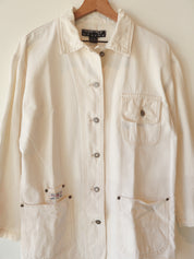 Vintage 90s Ivory Denim Chore Jacket