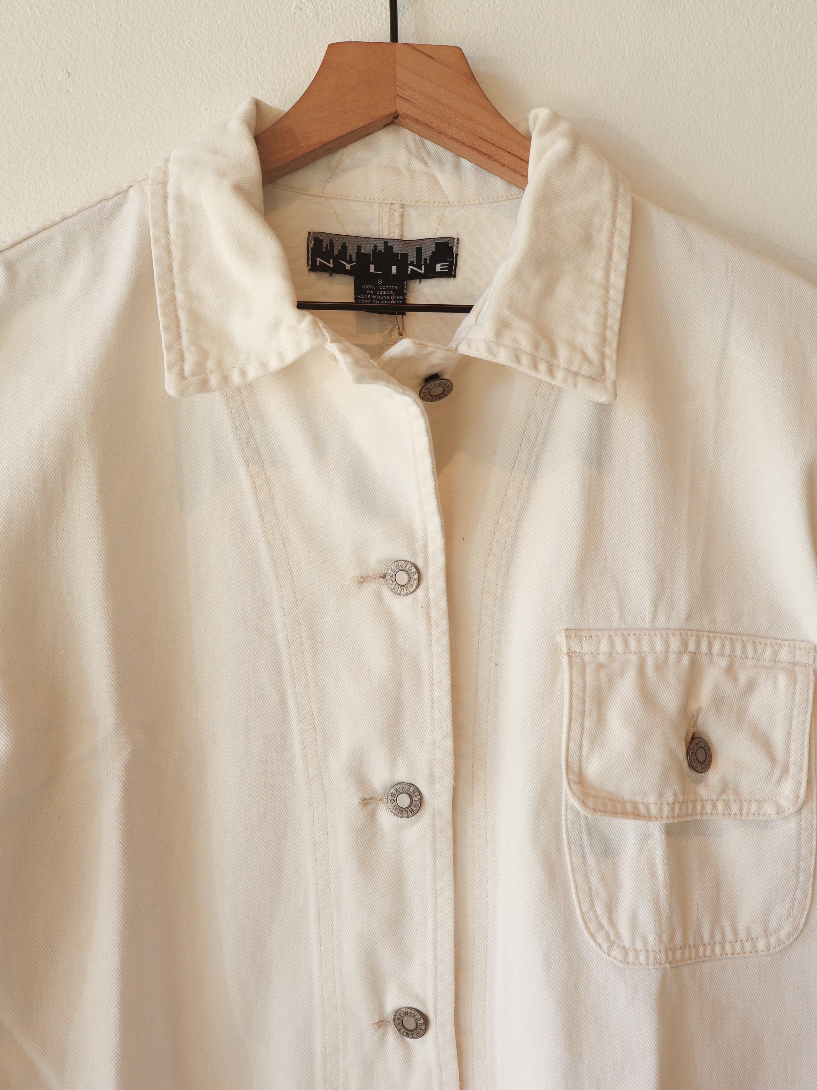 Vintage 90s Ivory Denim Chore Jacket