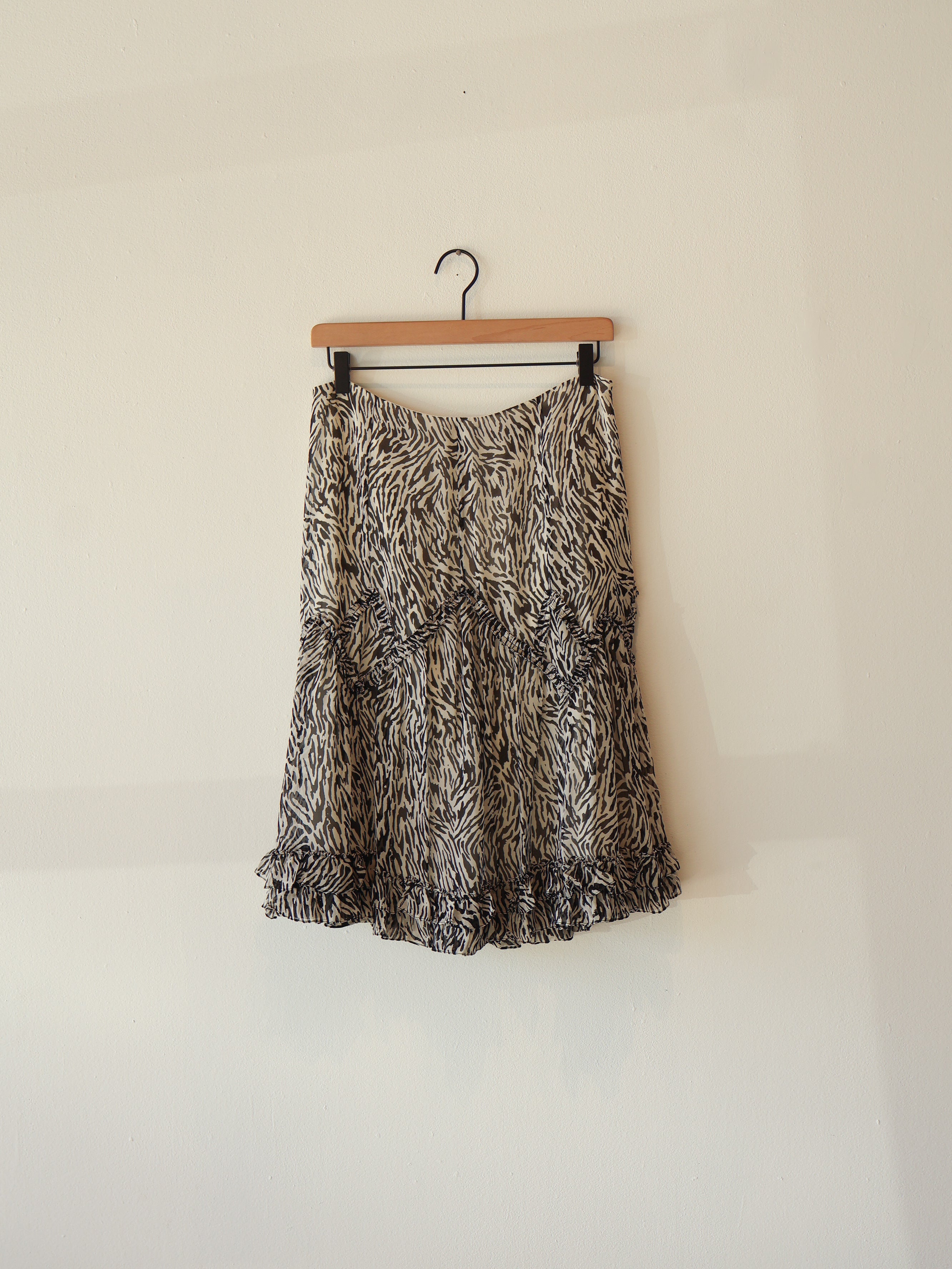 Vintage Zebra Silk Chiffon Skirt