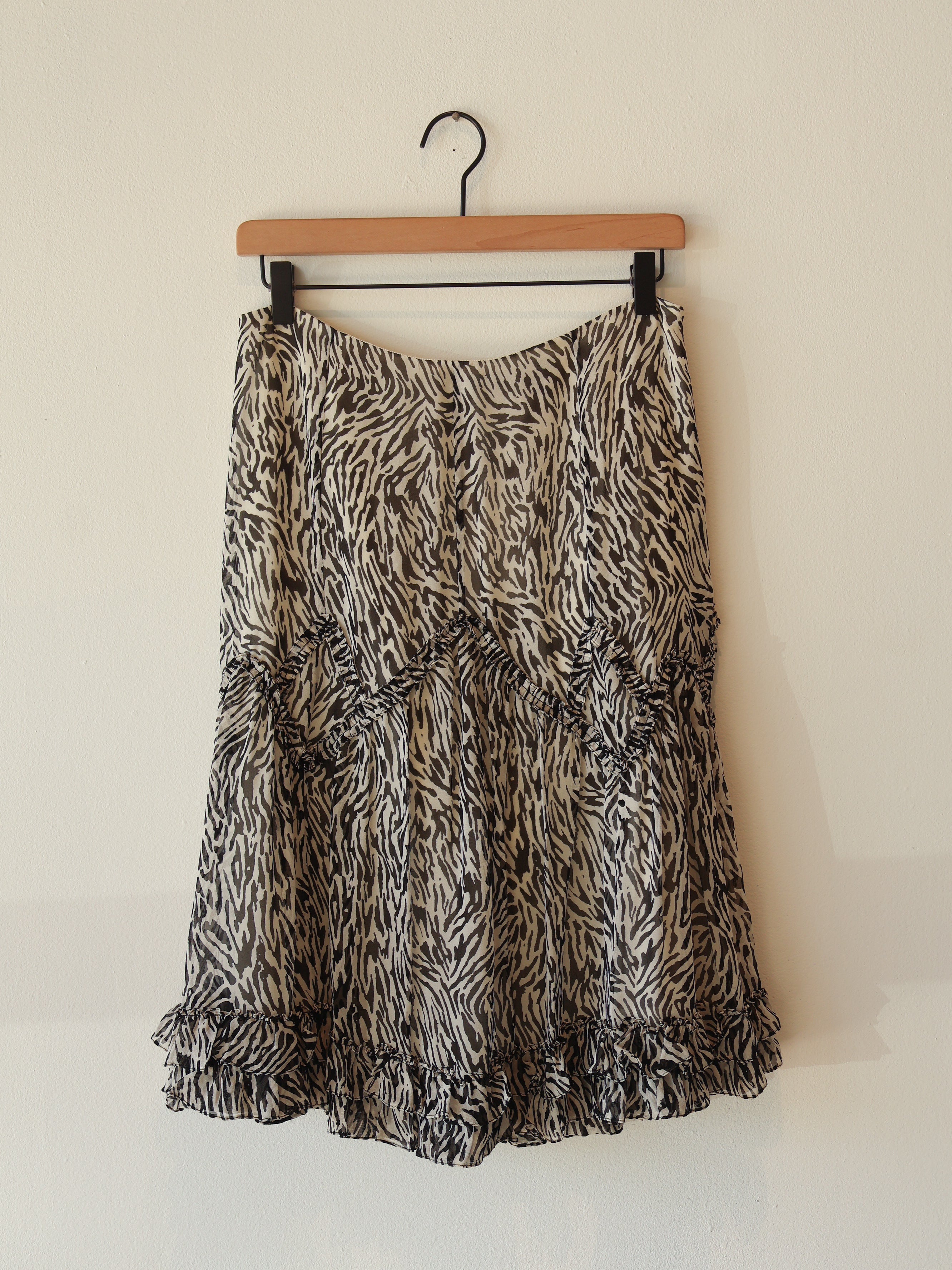 Vintage Zebra Silk Chiffon Skirt