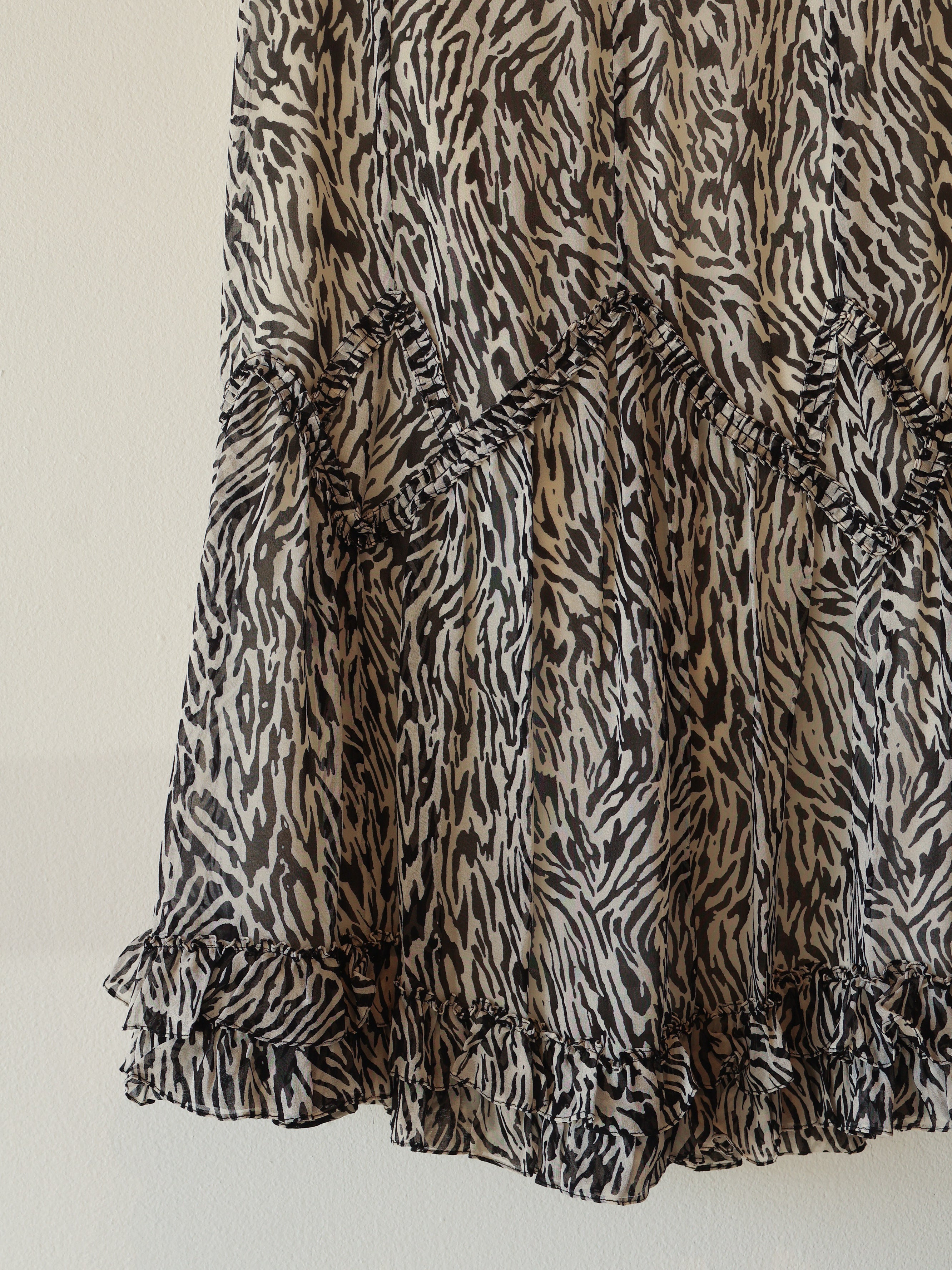 Vintage Zebra Silk Chiffon Skirt