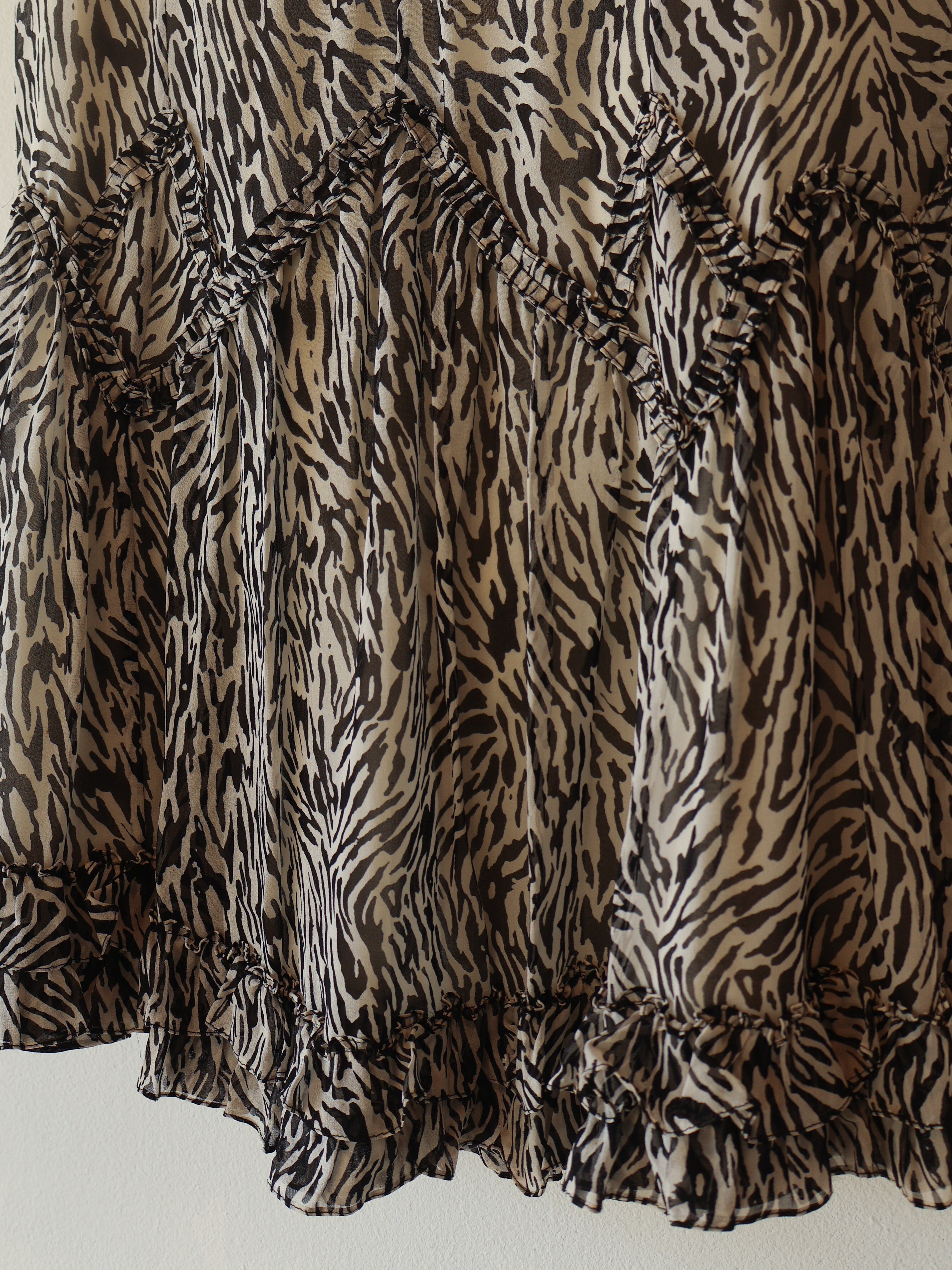 Vintage Zebra Silk Chiffon Skirt