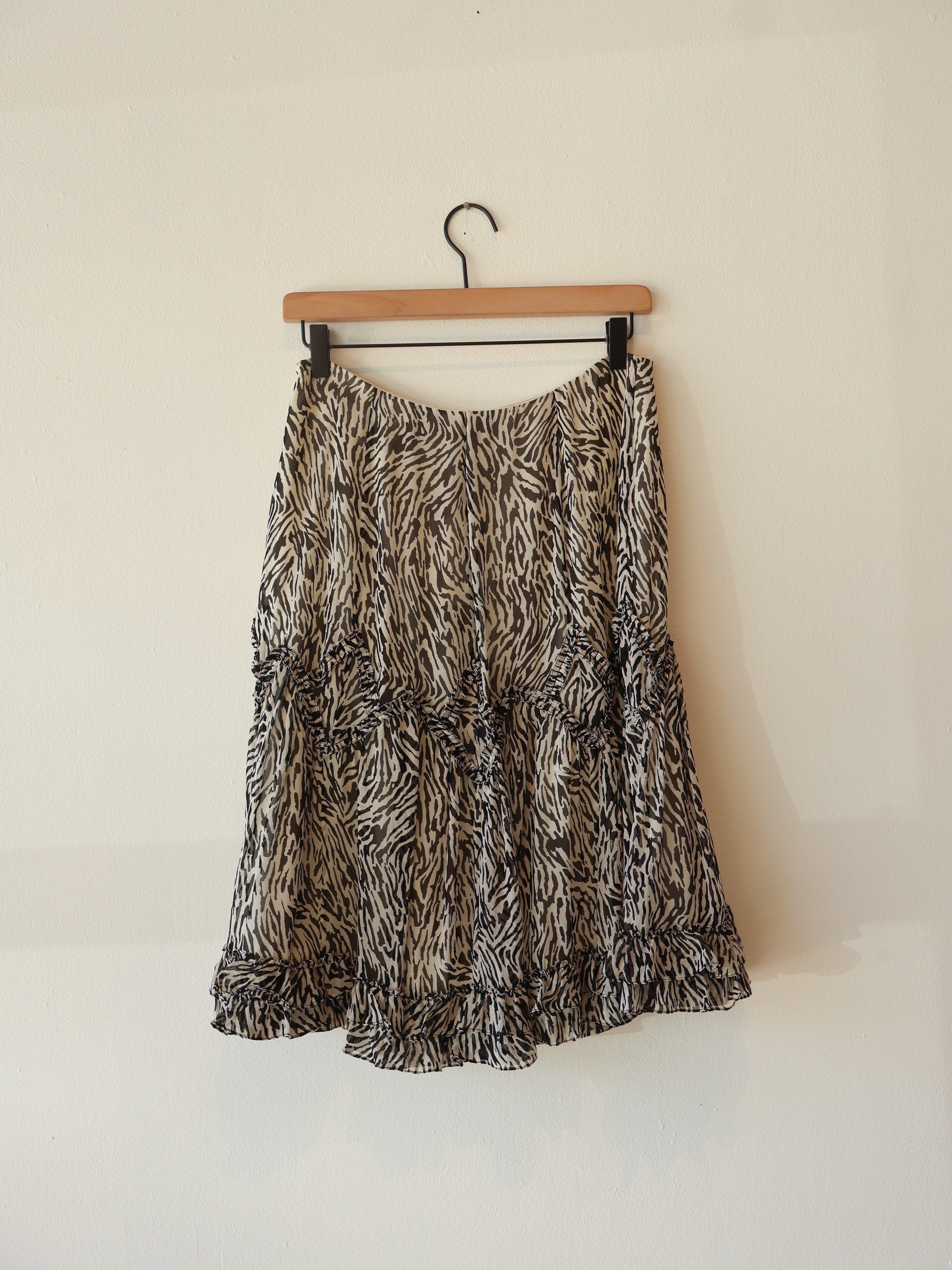 Vintage Zebra Silk Chiffon Skirt