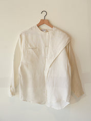 Vintage White Linen Top with Scarf Overlay